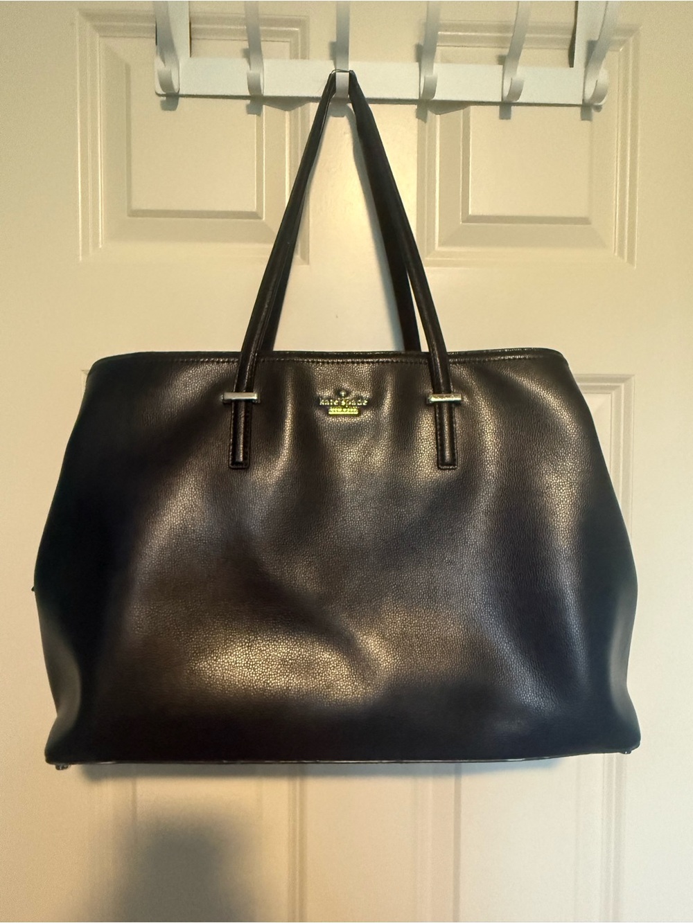 Kate Spade NY Cove Street Black Leather Double-Handle Tote w/ Gold Hardware